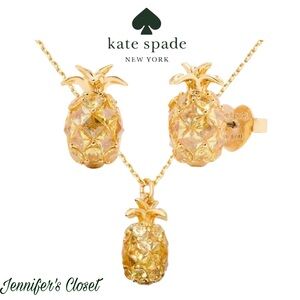 Kate Spade Cz Stud Earrings & Pendant Necklace Set / NWT